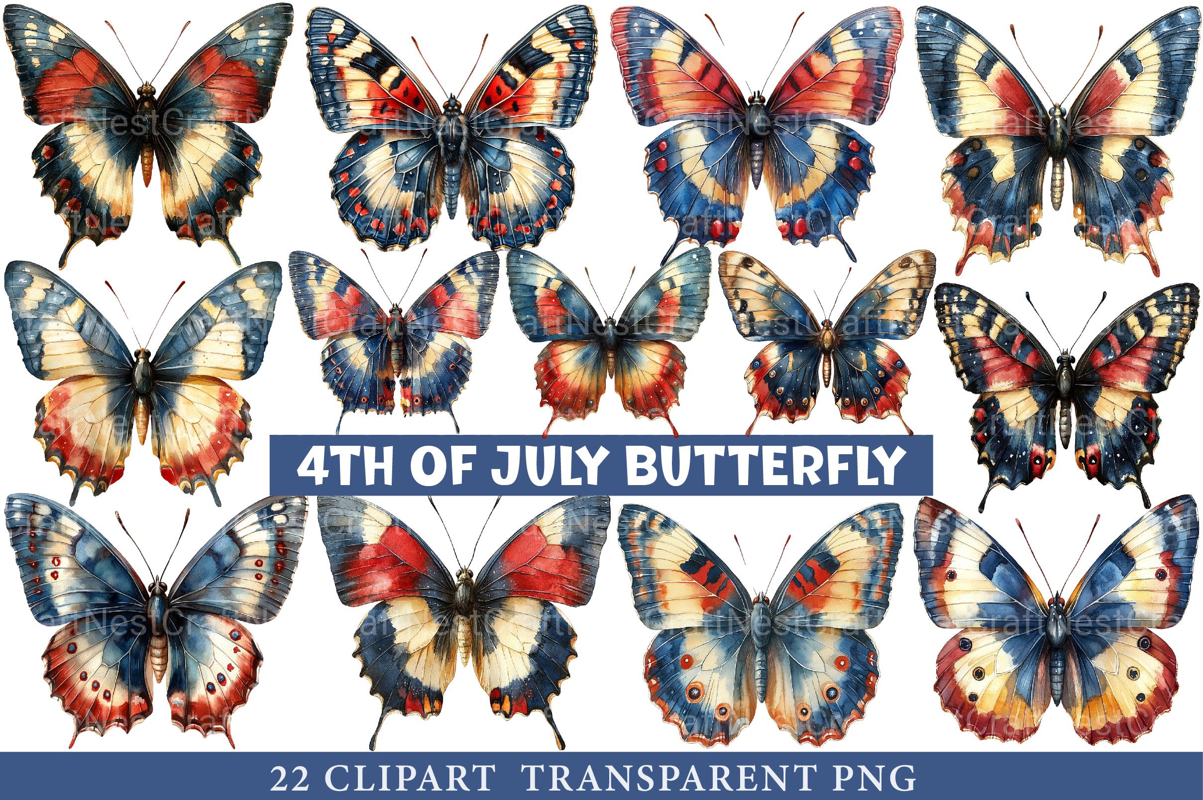 4th of July Butterfly Clipart - CraftNest - Digital Crafting and Art