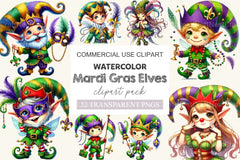 Mardi Gras Elves Clipart Bundle - CraftNest - Digital Crafting and Art
