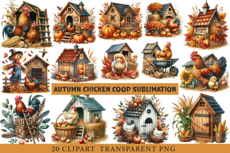 Autumn Chicken Coop Clipart - CraftNest - Digital Crafting and Art