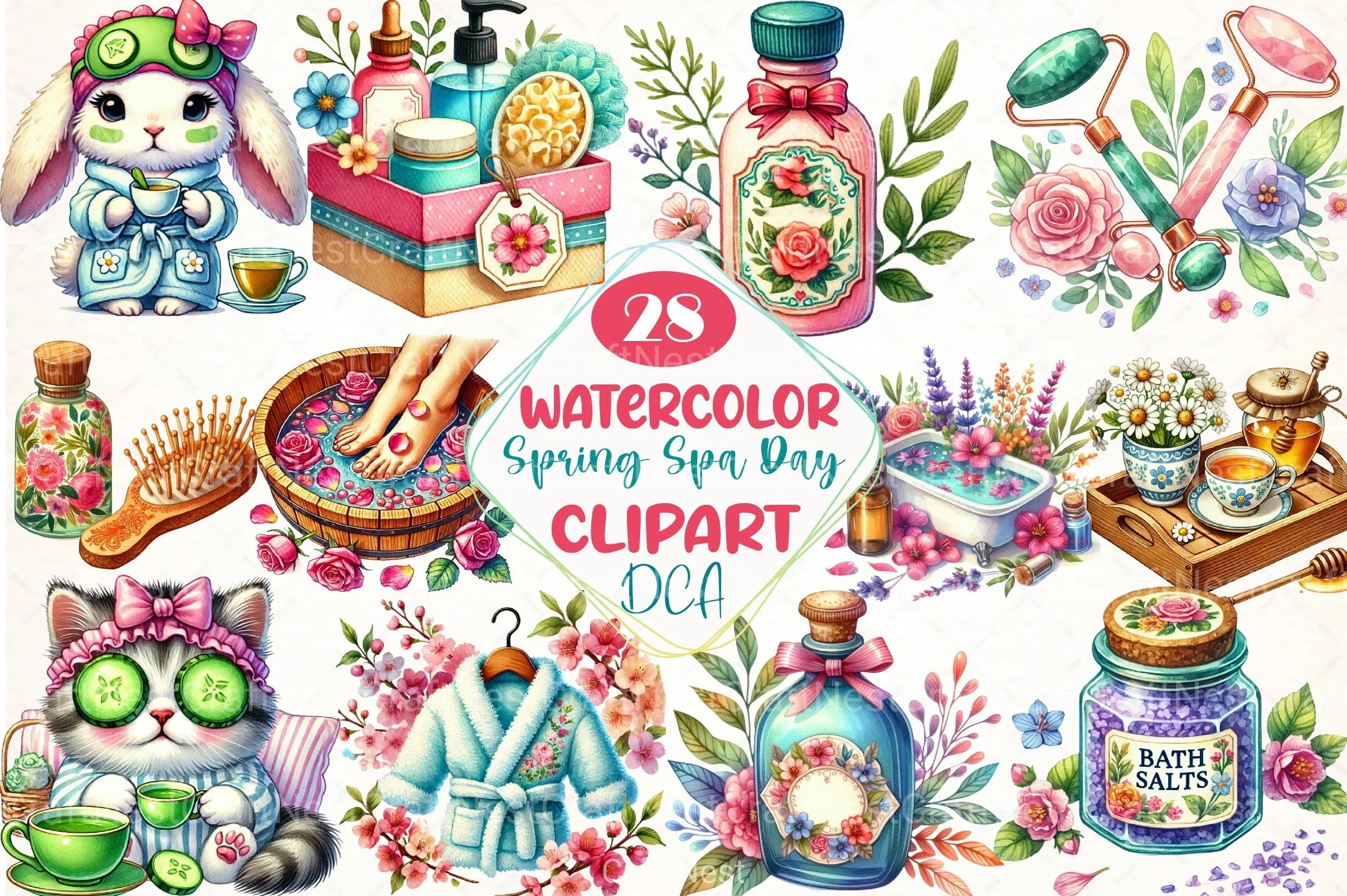 Spring Spa Day Clipart Bundle