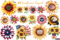 Sunflower 4th of July Clipart Bundle 23 - CraftNest - Digital Crafting and Art