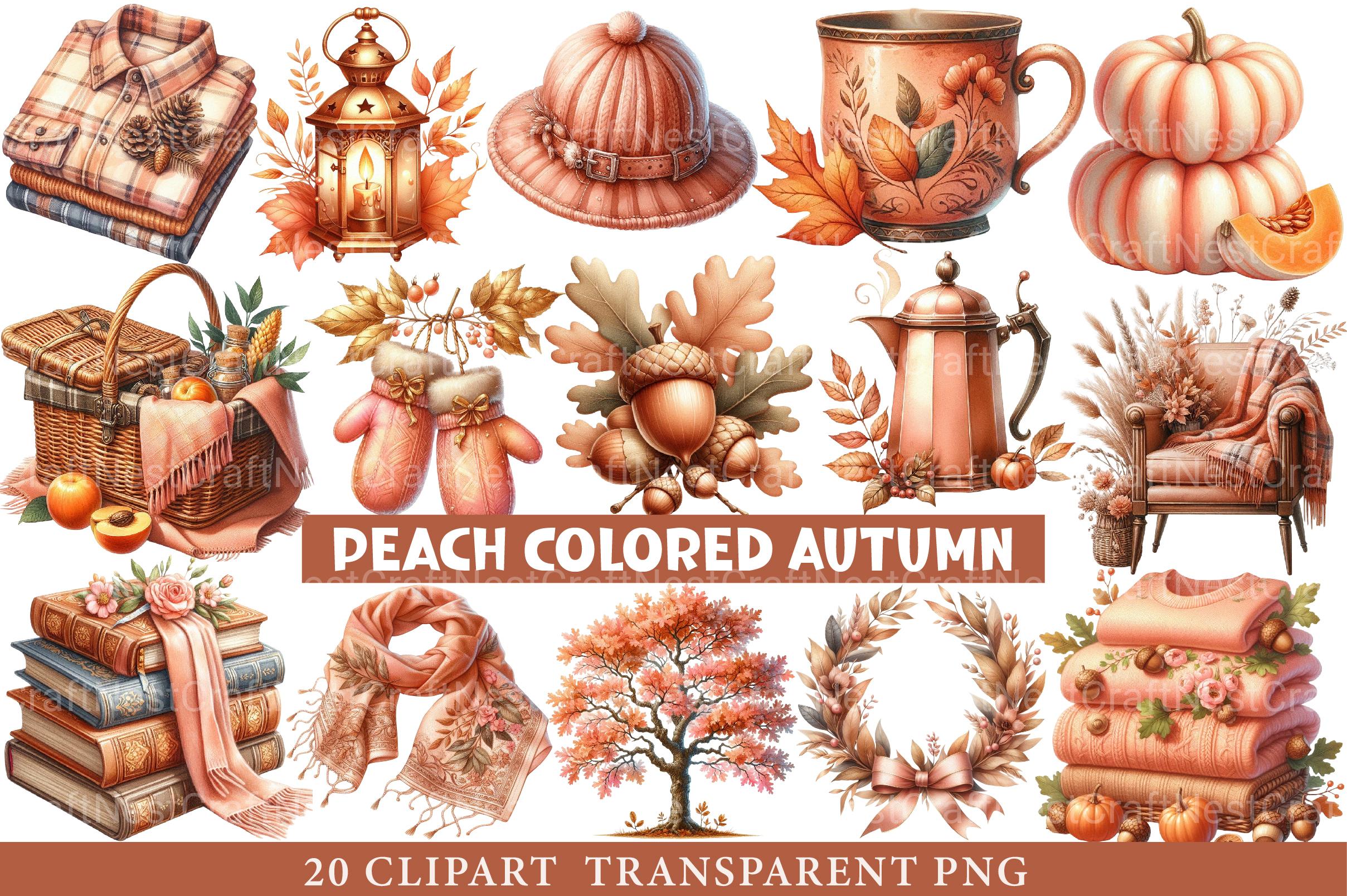 Peach Colored Autumn Clipart - CraftNest - Digital Crafting and Art