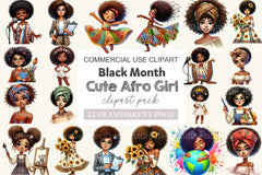 Black History Month Afro Girl Clipart Bundle 3 - CraftNest - Digital Crafting and Art
