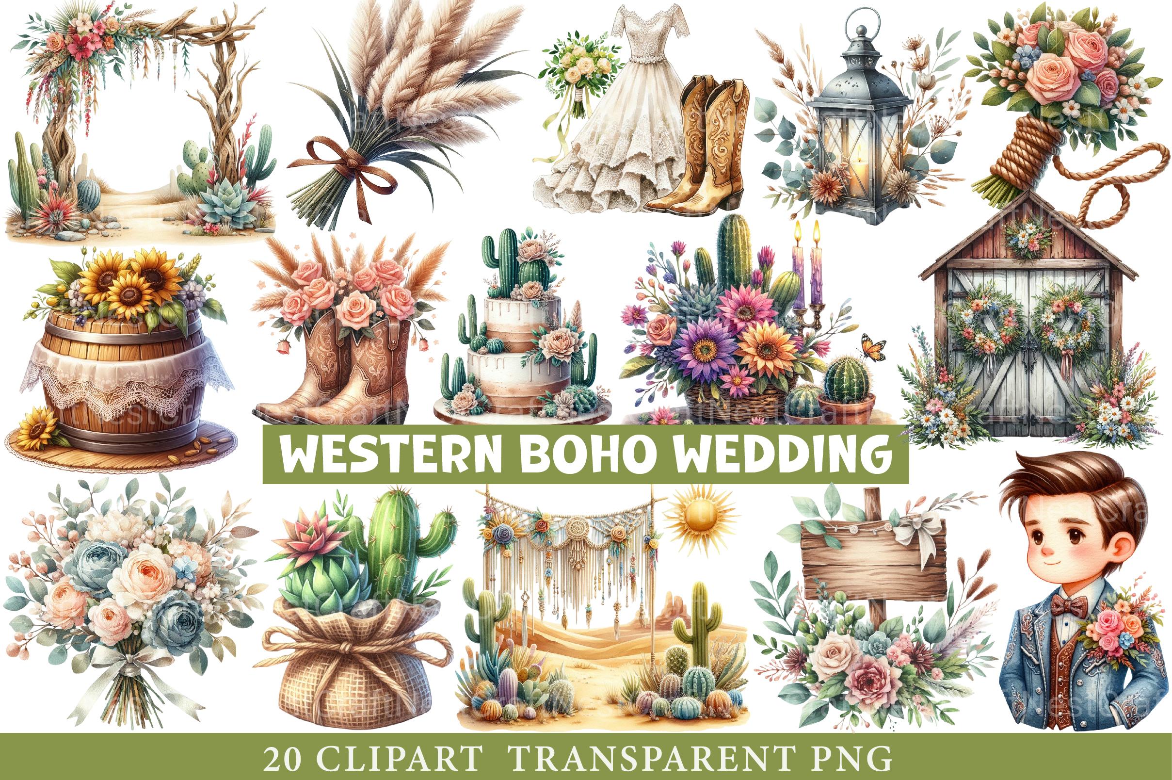 Western Boho Wedding Clipart - CraftNest - Digital Crafting and Art
