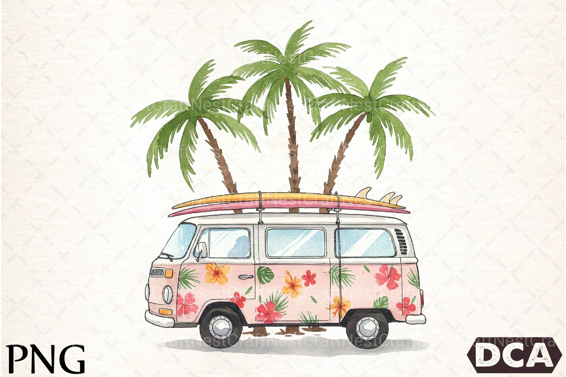 Vintage Van with Surfboards Clipart Bundle 2 - CraftNest - Digital Crafting and Art