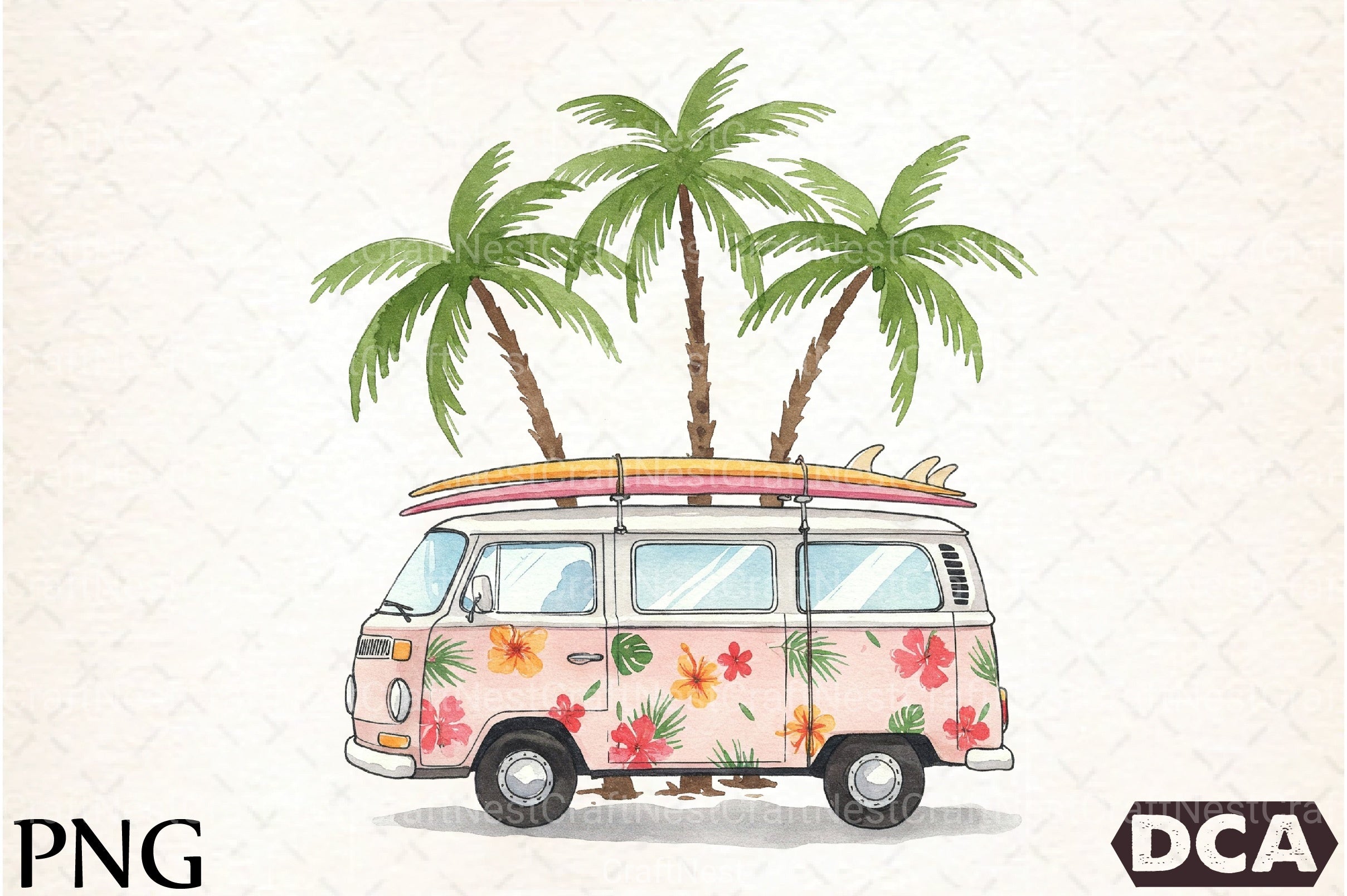Vintage Van with Surfboards Clipart Bundle 2 - CraftNest - Digital Crafting and Art