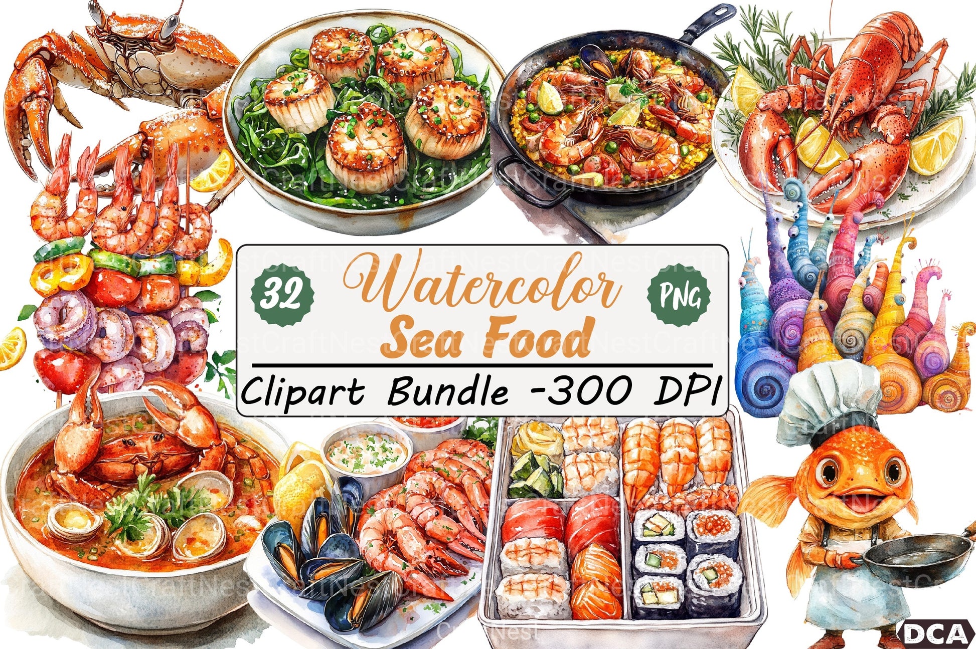 Seafood Clipart Bundle - CraftNest - Digital Crafting and Art