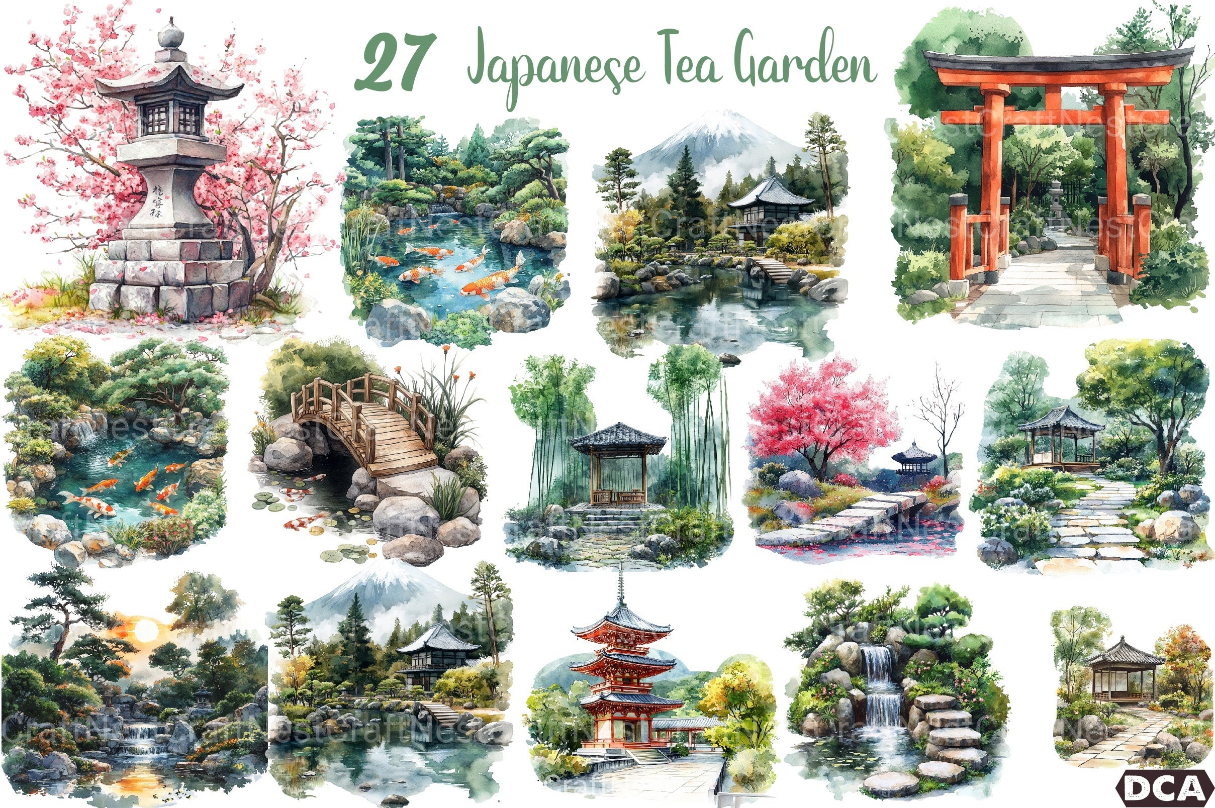 Japanese Tea Garden Clipart Bundle - CraftNest - Digital Crafting and Art