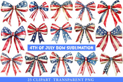 4th of July Bow Sublimation Clipart - CraftNest - Digital Crafting and Art