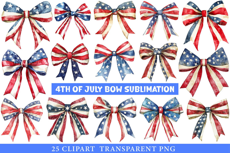 4th of July Bow Sublimation Clipart - CraftNest - Digital Crafting and Art