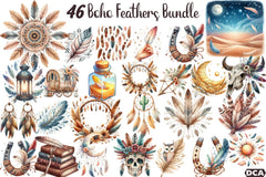 Boho Feathers Desert Clipart Bundle - CraftNest - Digital Crafting and Art