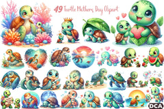 Mom & Baby Turtle Mother's Day Clipart Bundle - CraftNest - Digital Crafting and Art