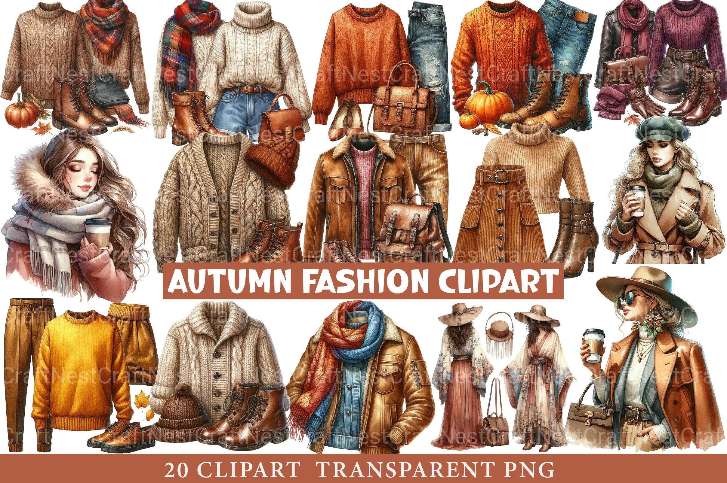 Autumn Fashion Clipart - CraftNest - Digital Crafting and Art