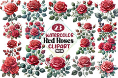 Red Roses Clipart Bundle - CraftNest - Digital Crafting and Art