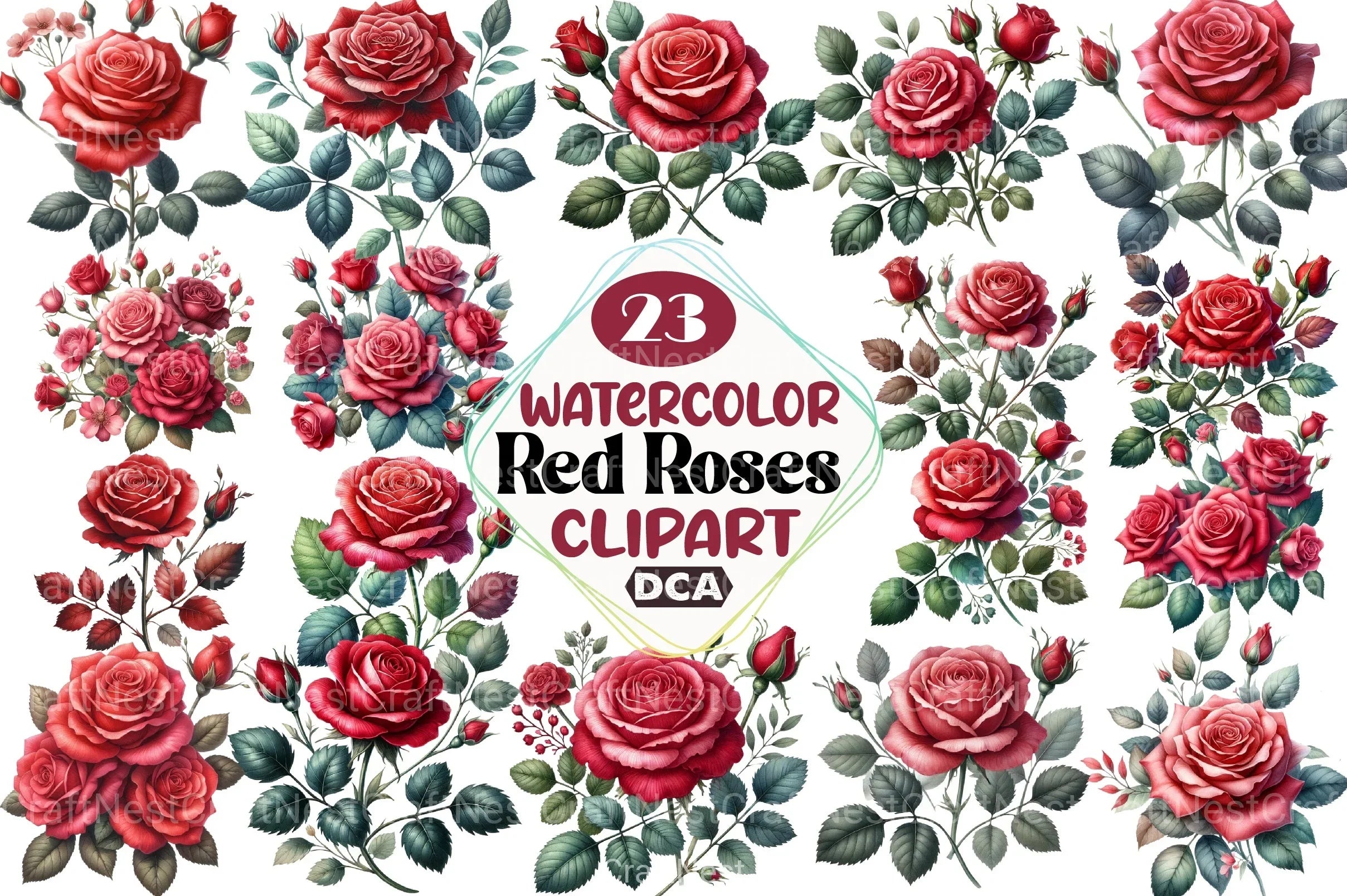Red Roses Clipart Bundle - CraftNest - Digital Crafting and Art