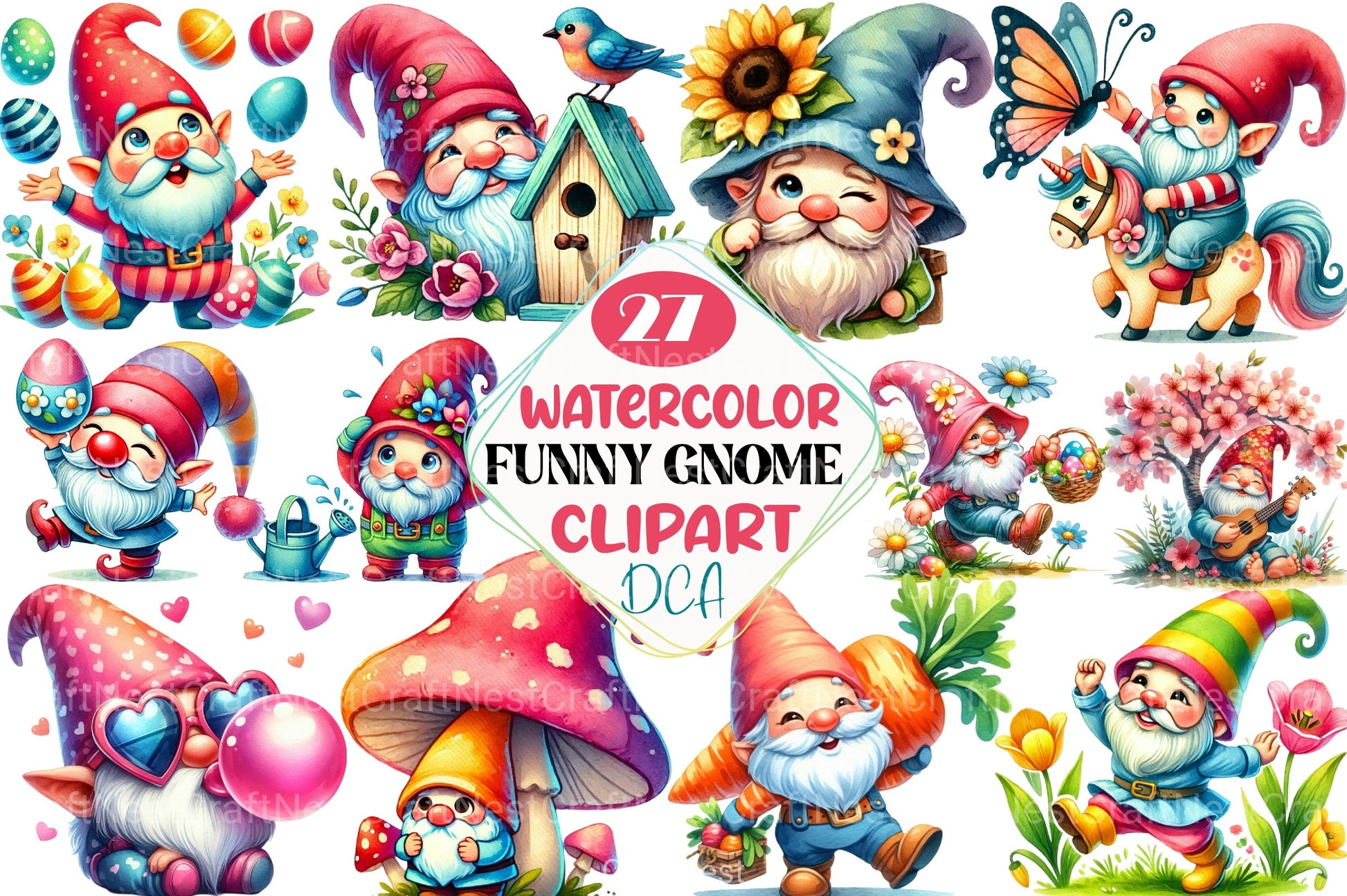 Funny Spring Gnome Clipart Bundle - CraftNest - Digital Crafting and Art