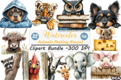Quirky Animals Peeking Clipart Bundle - CraftNest - Digital Crafting and Art