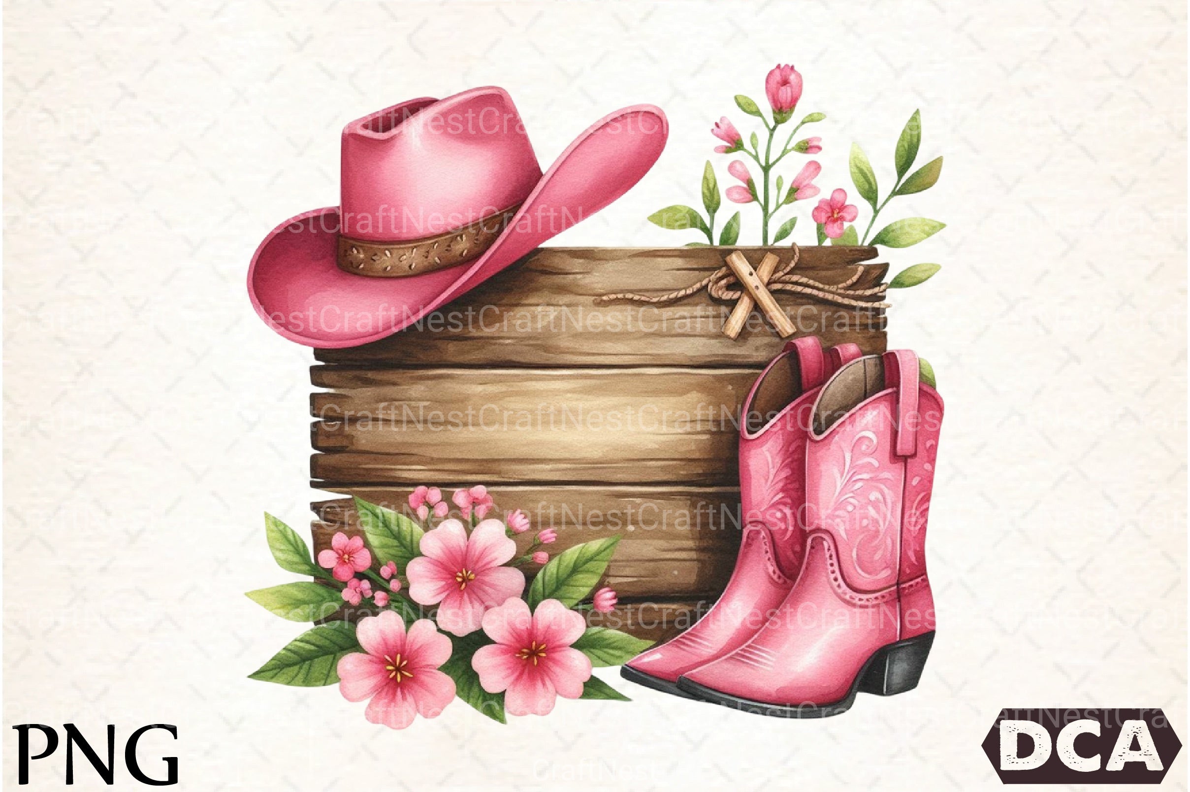 Wooden Sign with Pink Cowboy Hat Clipart Bundle 77 - CraftNest - Digital Crafting and Art