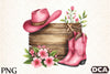 Wooden Sign with Pink Cowboy Hat Clipart Bundle 77