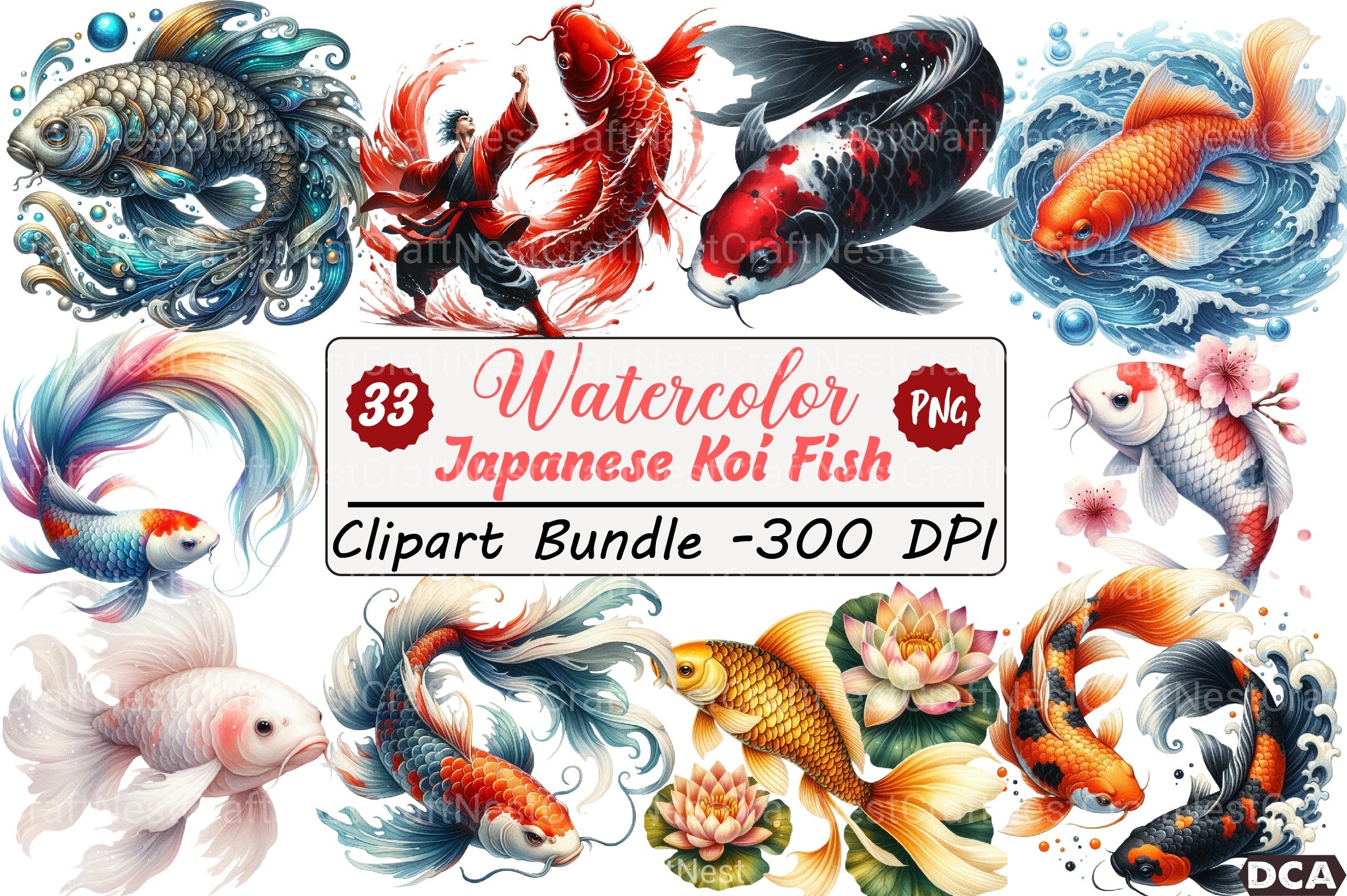 Japanese Koi Fish Clipart Bundle - CraftNest - Digital Crafting and Art
