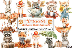 Autumn Cute Animals Clipart Bundle 55 - CraftNest - Digital Crafting and Art