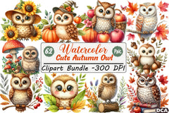 Cute Autumn Owl Clipart Bundle 1 - CraftNest - Digital Crafting and Art
