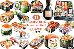 Sushi Japanese Food Clipart Bundle - CraftNest - Digital Crafting and Art