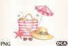 Pink Striped Beach Bag with Drinks Clipart Bundle