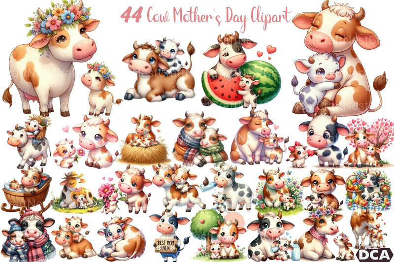 Cow Mother's Day Clipart Bundle - CraftNest - Digital Crafting and Art