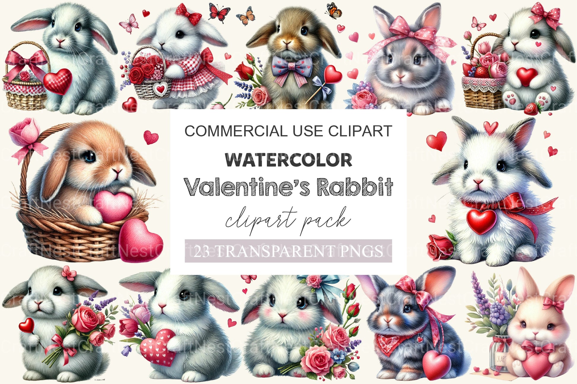 Valentine Rabbit Clipart Bundle - CraftNest - Digital Crafting and Art