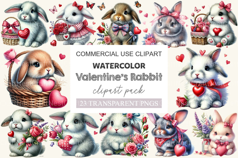 Valentine Rabbit Clipart Bundle - CraftNest - Digital Crafting and Art