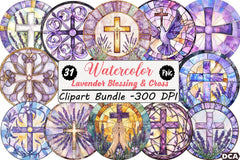 Lavender Blessing & Cross Stained Glass Clipart Bundle - CraftNest - Digital Crafting and Art