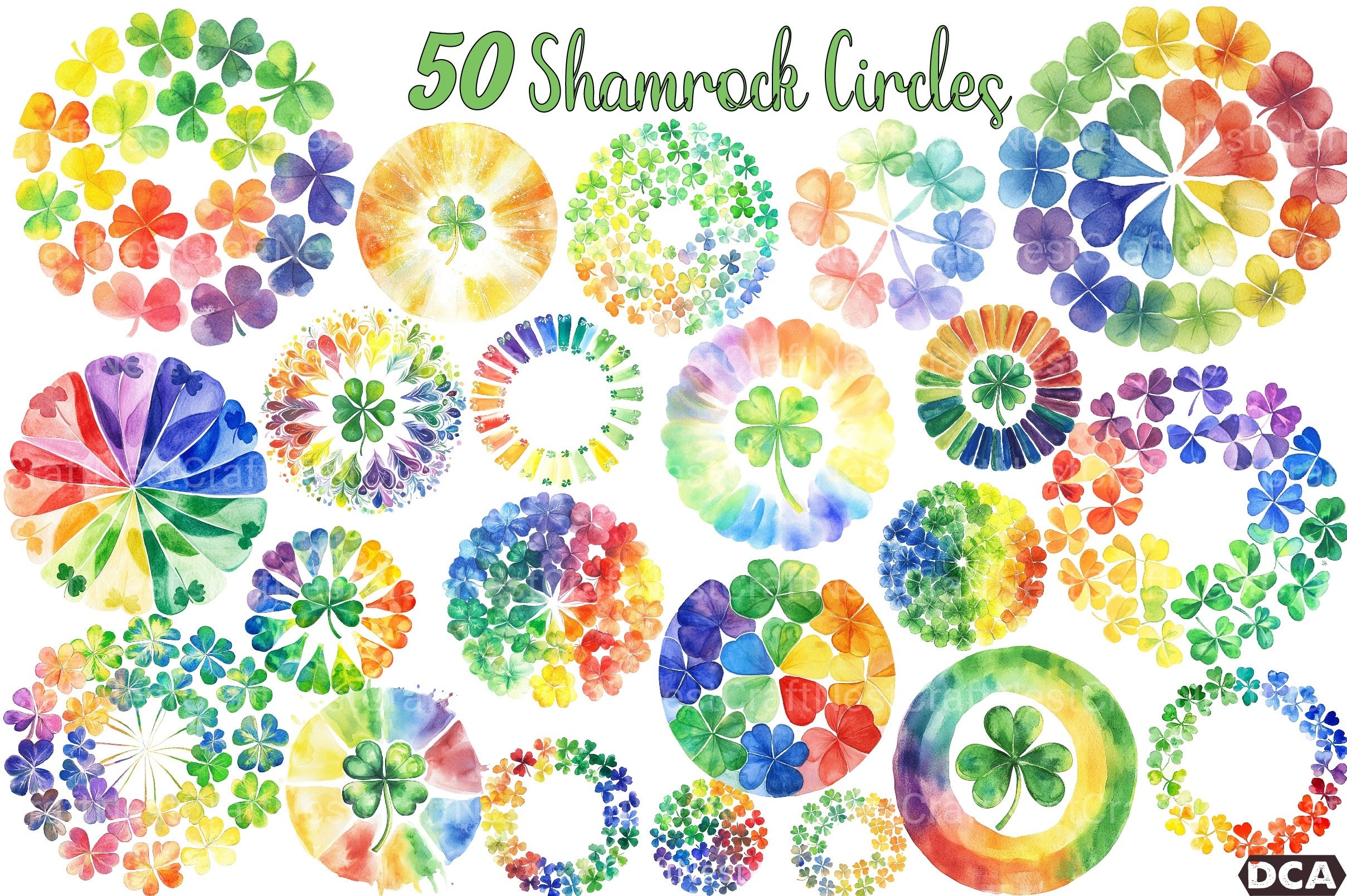 Rainbow Shamrock Circles Clipart Bundle 7 - CraftNest - Digital Crafting and Art