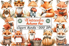 Autumn Fox Clipart Bundle 99 - CraftNest - Digital Crafting and Art
