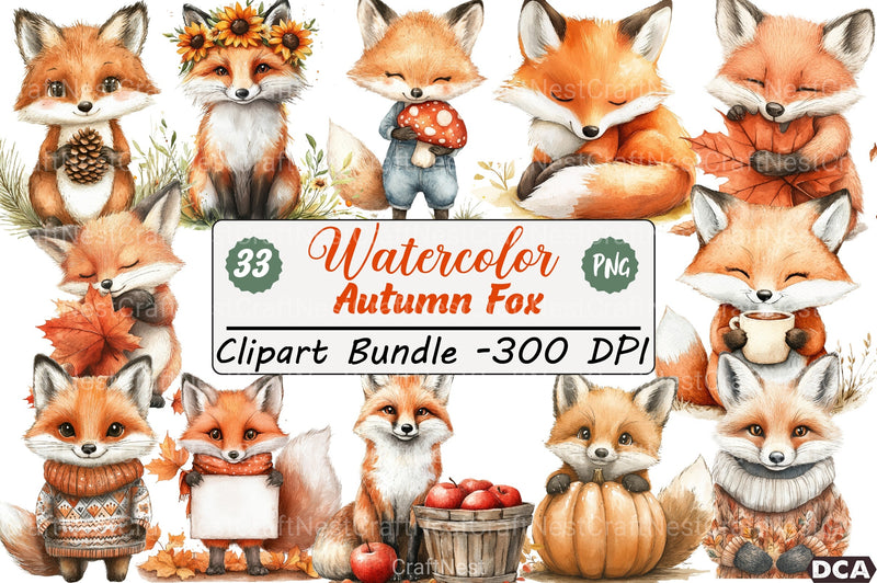 Autumn Fox Clipart Bundle 99 - CraftNest - Digital Crafting and Art