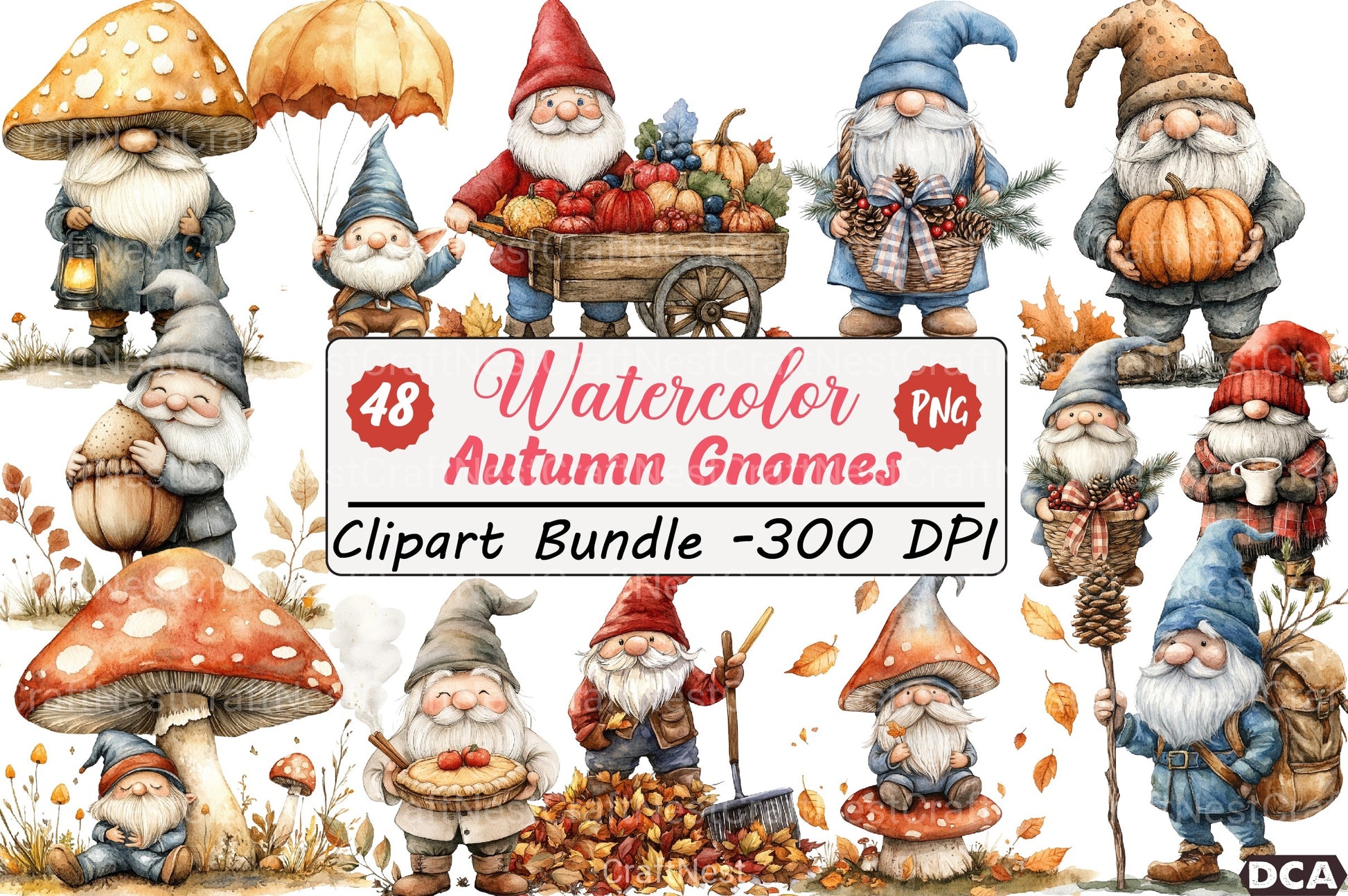 Autumn Gnomes Clipart Bundle 1 - CraftNest - Digital Crafting and Art