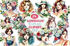 Spring White Roses & Woman Clipart Bundle 1 - CraftNest - Digital Crafting and Art