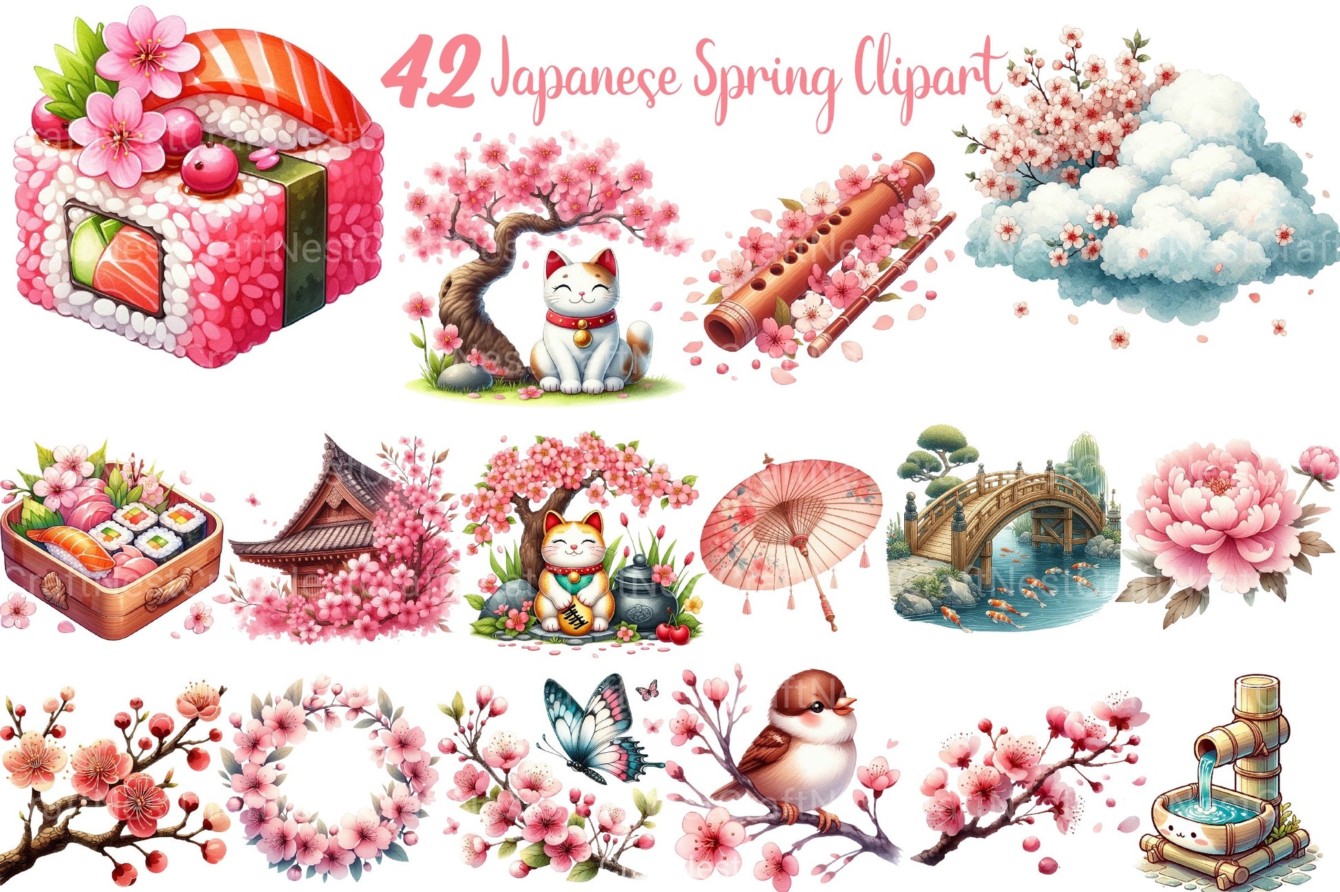 Japanese Spring Clipart Bundle - CraftNest - Digital Crafting and Art