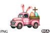 Pink Checkered Truck with Bunny Ears Clipart Bundle 1