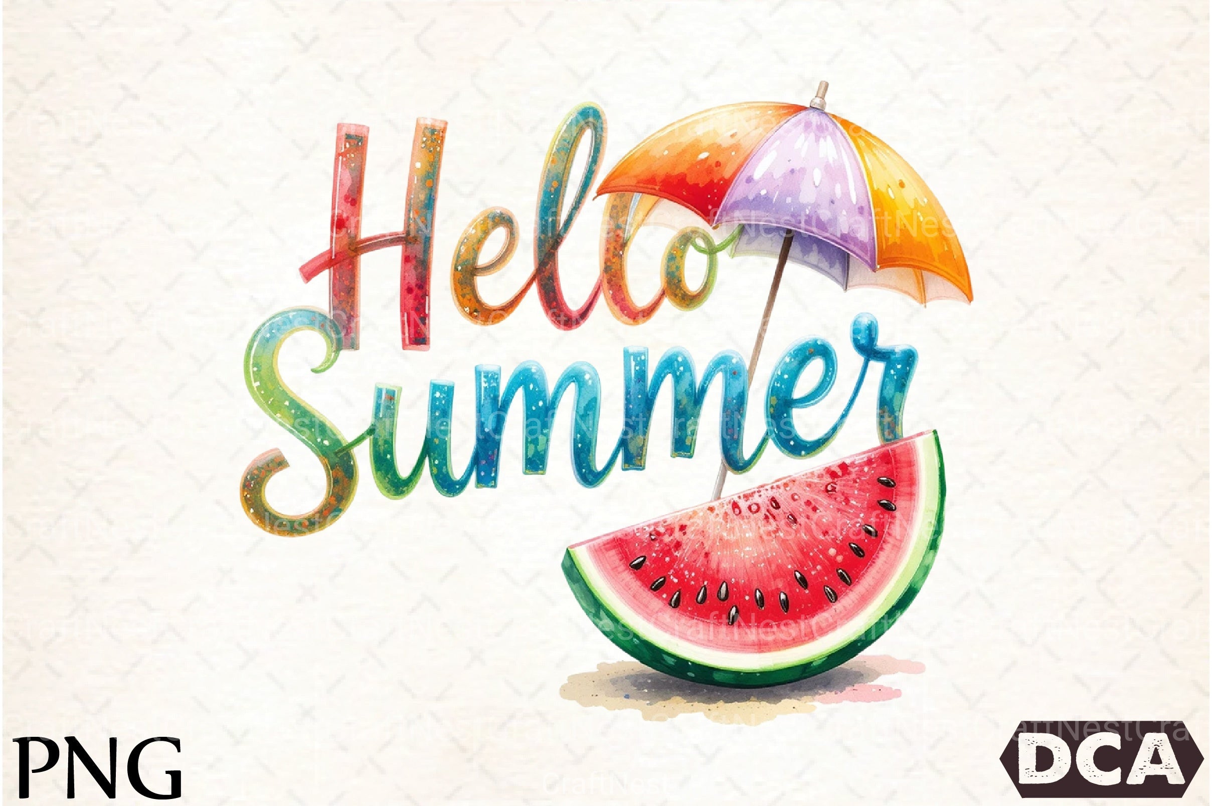 Watercolor Hello Summer Clipart Bundle - CraftNest - Digital Crafting and Art