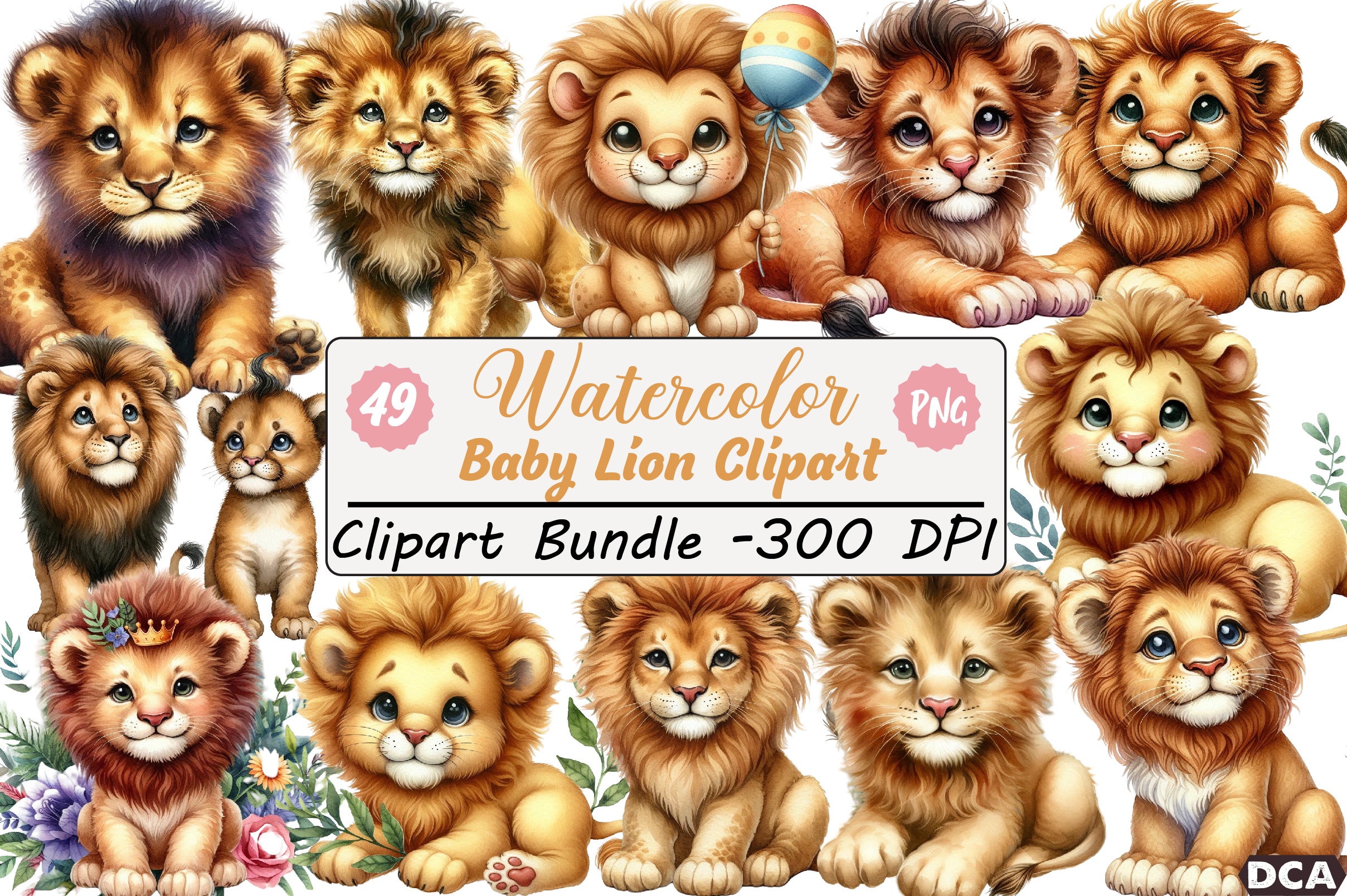 Baby Lion Clipart Bundle