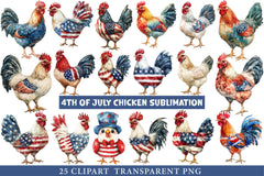 4th of July Chicken Sublimation Clipart - CraftNest - Digital Crafting and Art