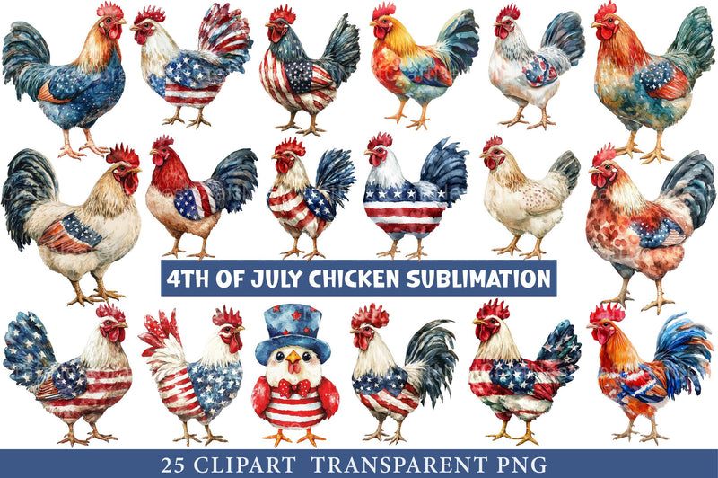 4th of July Chicken Sublimation Clipart - CraftNest - Digital Crafting and Art