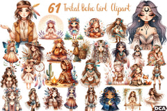 Tribal Boho Girl Clipart Bundle 14 - CraftNest - Digital Crafting and Art
