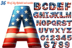 4th July Alphabet & Number Font Clipart Bundle - CraftNest - Digital Crafting and Art