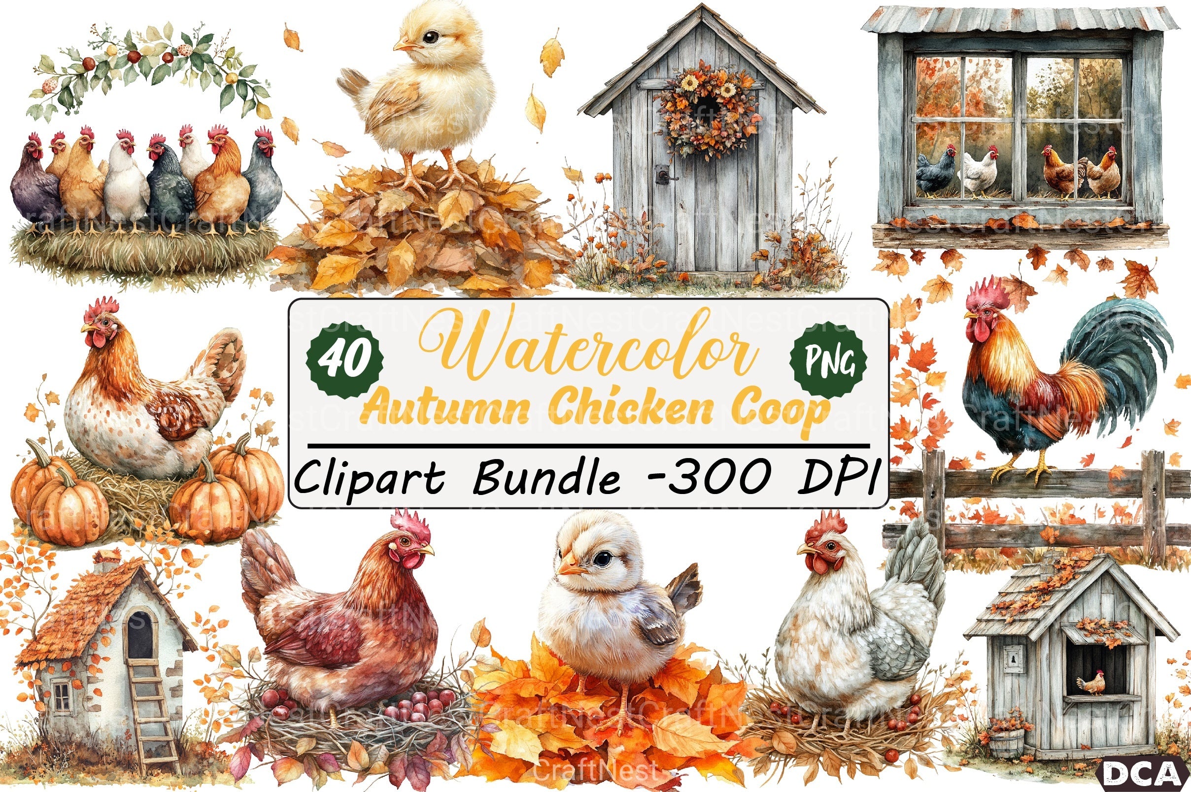 Autumn Chicken Coop Clipart Bundle 99 - CraftNest - Digital Crafting and Art