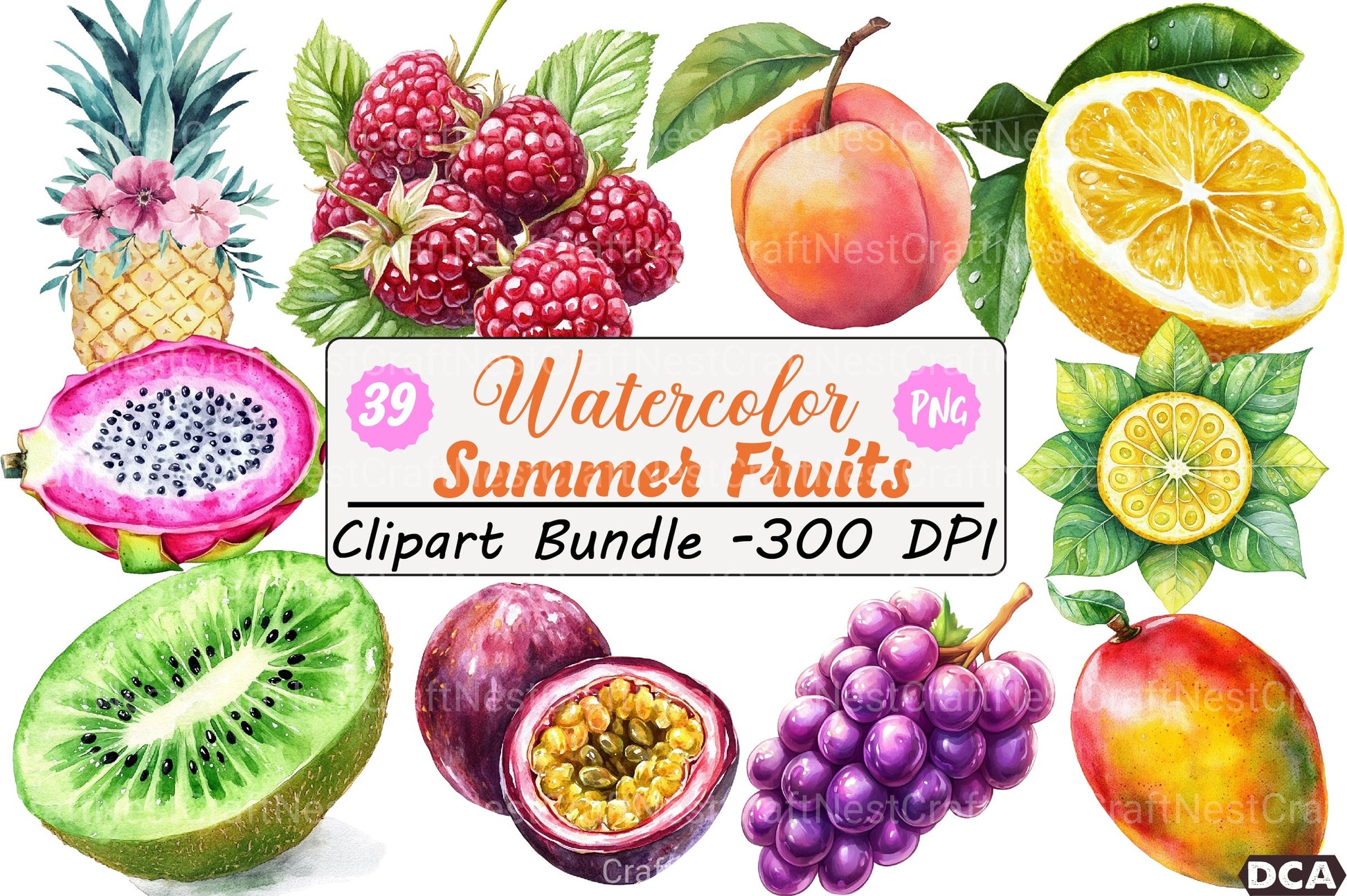 Summer Fruits Clipart Bundle 55 - CraftNest - Digital Crafting and Art