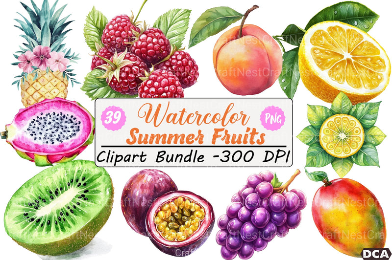 Summer Fruits Clipart Bundle 55 - CraftNest - Digital Crafting and Art