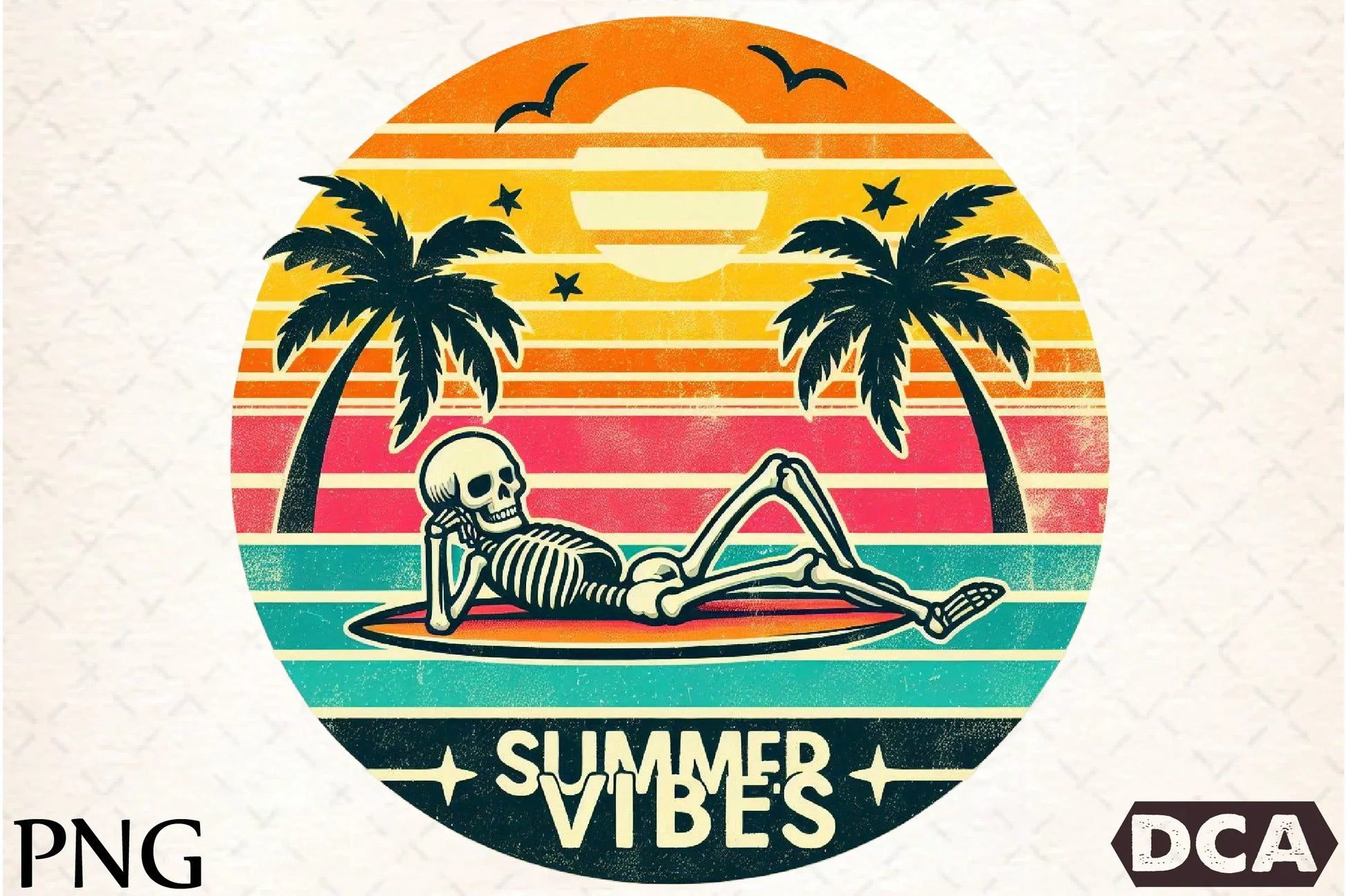 Vintage Summer Vibes Skeleton Design Clipart Bundle - CraftNest - Digital Crafting and Art