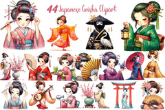 Japanese Geisha Clipart Bundle - CraftNest - Digital Crafting and Art